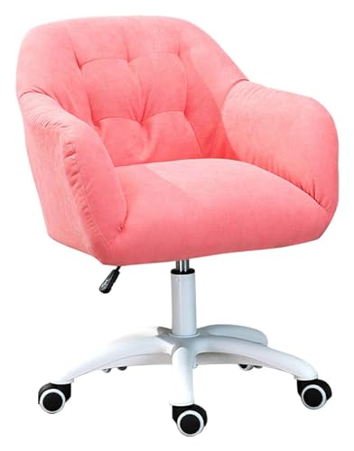 BytheM Esszimmerstühle, Drehstuhl, Schreibtischstuhl, Samt, gepolstert, ergonomischer Computerstuhl, verstellbarer 360° drehbarer Computerstuhl mit leisen Rollen (Farbe: Rosa) von BytheM