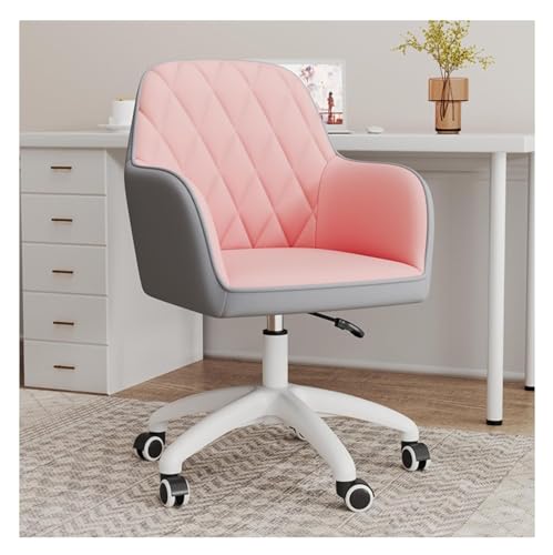 Esszimmerstühle, Drehstuhl, Büro-Schreibtischstuhl, 360° drehbar, ergonomischer Schminkstuhl mit Rückenlehne, bequemer gepolsterter Computersessel für Büro, Schlafzimmer (Farbe: Rosa + Grau1, Größe: von BytheM