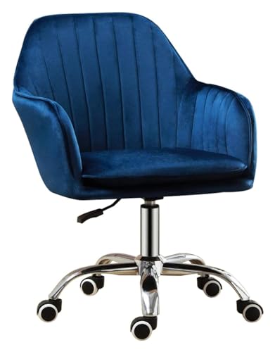Esszimmerstühle, Drehstuhl, Bürostuhl, Schreibtischstuhl, Drehstuhl, ergonomischer Drehstuhl, Büromöbel, mittlere Rückenlehne, Computer, verstellbare Höhe, 360° drehbarer Vantity-Stuhl (Farbe: Blau) von BytheM
