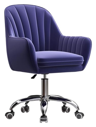 Esszimmerstühle, Drehstuhl, Schreibtischstuhl, ergonomischer Bürostuhl, 360°-Drehstuhl mit Lendenwirbelstütze, Computerstuhl mit Rückenlehne, samtgepolstert, höhenverstellbar (Farbe: Marineblau) von BytheM