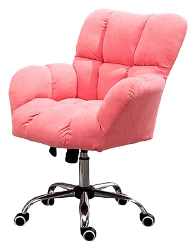Esszimmerstühle, Drehstuhl, Schreibtischstuhl, ergonomischer Bürostuhl mit Lendenwirbelstütze, Computerstuhl mit mittlerer Rückenlehne, atmungsaktiver gepolsterter Sitz, höhenverstellbar (Farbe: Rosa) von BytheM