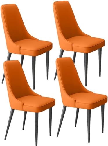 Esszimmerstühle, Esszimmerstühle, 4er-Set, Latex-Pad, Esszimmerstühle mit weichem Mikrofaser-Leder und Metallbeinen, Seitenstühle für Wohnzimmer (Farbe: Orange, Größe: schwarze Füße) von BytheM