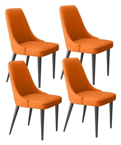 Esszimmerstühle, Esszimmerstühle, 4er-Set, Latex-Pad, Esszimmerstühle mit weichem Mikrofaser-Leder und Metallbeinen, Seitenstühle für Wohnzimmer (Farbe: Orange, Größe: schwarze Füße) von BytheM