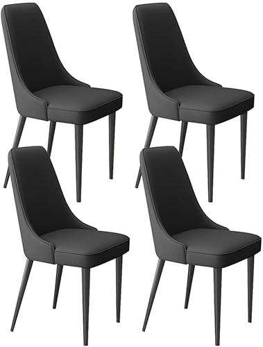 Esszimmerstühle, Esszimmerstühle, 4er-Set, Latex-Pad, Esszimmerstühle mit weichem Mikrofaser-Leder und Metallbeinen, Seitenstühle für Wohnzimmer (Farbe: Schwarz, Größe: schwarze Füße) von BytheM