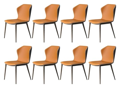 Esszimmerstühle, Esszimmerstühle, 8er-Set, Mikrofaser-Leder, hohe Rückenlehne, weicher Sitz, Wohnzimmerstühle mit antiken Kupferfüßen (Farbe: Orange) von BytheM