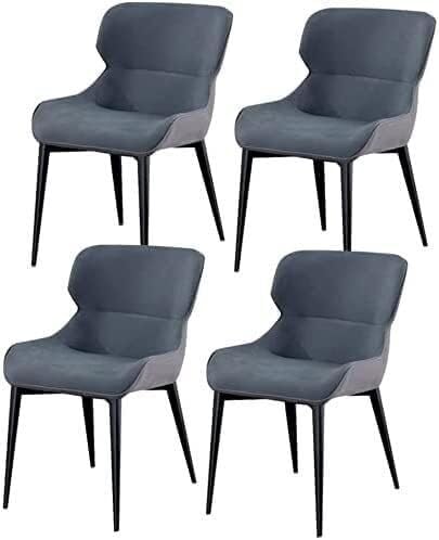 Esszimmerstühle, Küche, Esszimmerstühle, 4er-Set, wasserdichte Leder-Seitenstühle mit Rahmen aus Karbonstahl (Farbe: dunkelblau) von BytheM