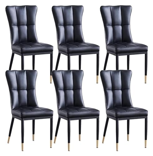 Esszimmerstühle Esszimmerstühle Set mit 6 Eckstühlen für die Küche, mit weichem PU-Leder-Kissen und Metallbeinen, Lounge-Thekenstühle (Farbe: Noir) von BytheM