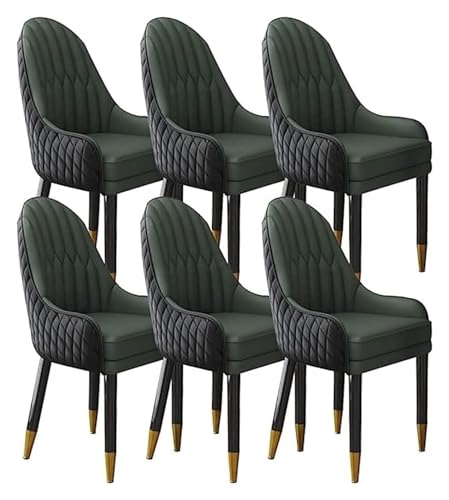 Esszimmerstühle Esszimmerstühle Set mit 6 Holzbeinen, Küchenstuhl, Akzentsessel, Mikrofaser-Leder, weich gepolsterter Sitz (Farbe: Schwarz + Dunkelgrün) von BytheM
