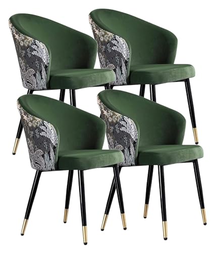 Esszimmerstühle Esszimmerstühle aus Samt, für Küche, Wohnzimmer, Sessel mit schwarzen Stahlbeinen, Samtsitz und Rückenlehnen, Loungesessel (Farbe: Armeegrün) von BytheM