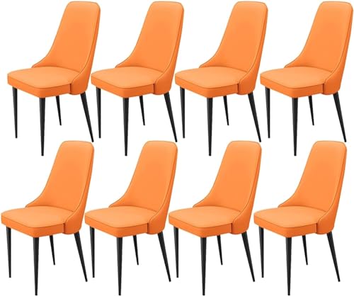 Esszimmerstühle Esszimmerstühle mit 8 Wohnzimmer-Seitenstühlen mit weichem Poly-Urethan-Leder-Kissen und Metallbeinen, gepolsterte Esszimmerstühle (Farbe: Orange) von BytheM