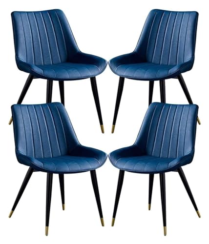 Esszimmerstühle Küche Esszimmer Stühle 4er Set Kunstleder Küche Beistellstuhl Wohnzimmer Lounge Akzentstühle (Farbe: Blau) von BytheM