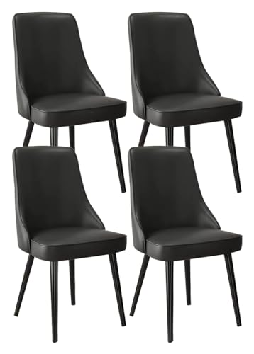 Esszimmerstühle Küche Esszimmer Stühle Esszimmerstühle Set mit 4 Küchenstühlen mit wasserdichtem, verschleißfestem Mikrofaser-Leder Sitzrückseite Seitenstühle mit verzinktem Stahlfuß (Farbe: Noir) von BytheM