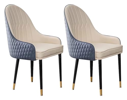 Esszimmerstühle Küche Esszimmer Stühle Küche Esszimmer Stühle Set mit 2 Superfaser-Leder Wohnzimmerstühle Holzbeine Rückenlehne Stuhl (Farbe: Blau + gebrochenes Weiß) von BytheM