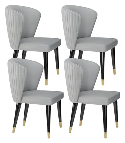Esszimmerstühle Küche Esszimmer Stühle Mikrofaser Leder Esszimmerstühle Set mit 4 Stück Küche Wohnzimmer Lounge Stühle Esche Massivholz Füße Empfangsstuhl (Farbe: Hellgrau) von BytheM