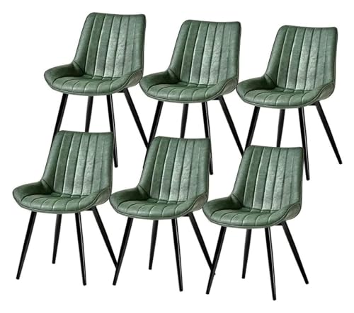 Esszimmerstühle Küche Esszimmer Stühle PU-Leder Esszimmerstühle 6er Set mit Rückenlehne und gepolstertem Sitz Kunstleder Metallbeine Vintage Küchenthekenstühle (Farbe: Grün) von BytheM
