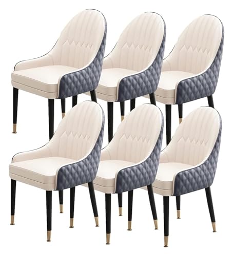 Esszimmerstühle Küche Esszimmer Stühle Set mit 6 Holzbeinen, Küchenstuhl, Akzentsessel, Mikrofaser-Leder, weich gepolsterter Sitz (Farbe: L) von BytheM