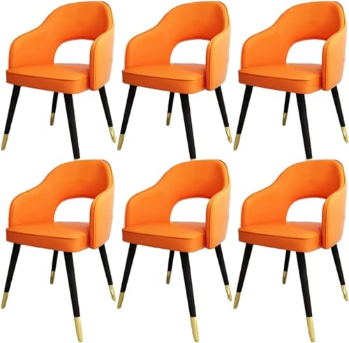 Esszimmerstühle Küche Esszimmer Stühle Wohnzimmer Esszimmer Sessel 6er Set Küche Esszimmerstühle Wohnzimmer Bürostühle Mittelalterlicher Stil PU Ledersitze (Farbe: Orange Orange) von BytheM