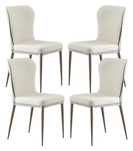 Esszimmerstühle Küche Esszimmerstühle 4er-Set Mikrofaser-Leder Küchentisch Beistellstühle Stabile Beine aus Karbonstahl Wohnzimmerstühle (Farbe: Göttin Weiß) von BytheM