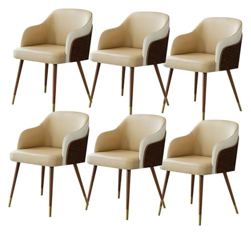 Esszimmerstühle Küche Esszimmerstühle Esszimmerstühle Set mit 6 Mikrofaser-Leder Wohnzimmerstühle mit weich gepolstertem Sitz Buchenholzbeine + Metallbeinbezug (Farbe: Khaki) von BytheM