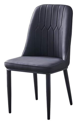 Esszimmerstühle Küche Esszimmerstühle Kunstleder Esszimmerstühle Schwarze Metallbeine Stühle Gepolsterte Sitzfläche und Rückenlehne für Schlafzimmer Küche (Farbe: Noir) von BytheM