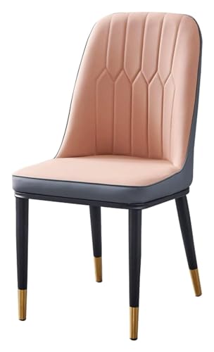 Esszimmerstühle Küche Esszimmerstühle Kunstleder Esszimmerstühle Schwarze Metallbeine Stühle Gepolsterte Sitzfläche und Rückenlehne für Schlafzimmer Küche (Farbe: Rosa + Grau) von BytheM