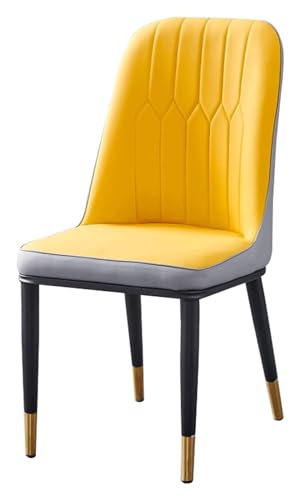 Esszimmerstühle Küche Esszimmerstühle Kunstleder Esszimmerstühle Schwarze Metallbeine Stühle Gepolsterter Sitz und Rückenlehne für Schlafzimmer Küche (Farbe: Gelb + Grau) von BytheM