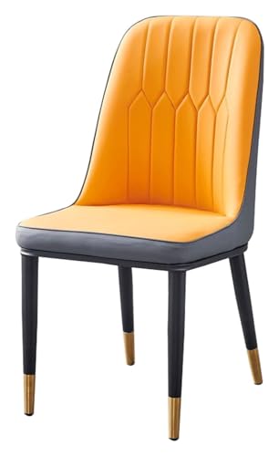Esszimmerstühle Küche Esszimmerstühle Kunstleder Esszimmerstühle Schwarze Metallbeine Stühle Gepolsterter Sitz und Rückenlehne für Schlafzimmer Küche (Farbe: Orange + Grau) von BytheM