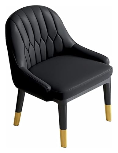 Esszimmerstühle Küche Esszimmerstühle PU-Leder hohe Rückenlehne weicher Sitz Wohnzimmerstühle Metallbeine Büro Lounge Stuhl (Farbe: Noir) von BytheM