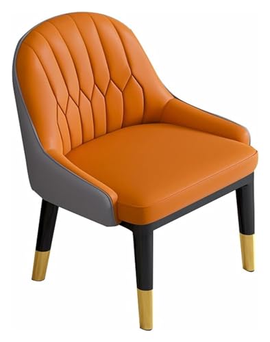 Esszimmerstühle Küche Esszimmerstühle PU-Leder hohe Rückenlehne weicher Sitz Wohnzimmerstühle Metallbeine Büro Lounge Stuhl (Farbe: Orange + Grau) von BytheM