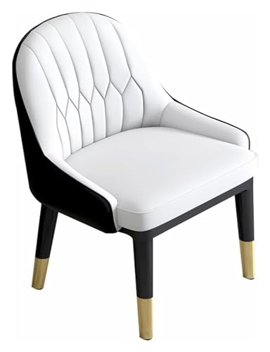 Esszimmerstühle Küche Esszimmerstühle PU-Leder hohe Rückenlehne weicher Sitz Wohnzimmerstühle Metallbeine Büro Lounge Stuhl (Farbe: Weiß + Schwarz) von BytheM