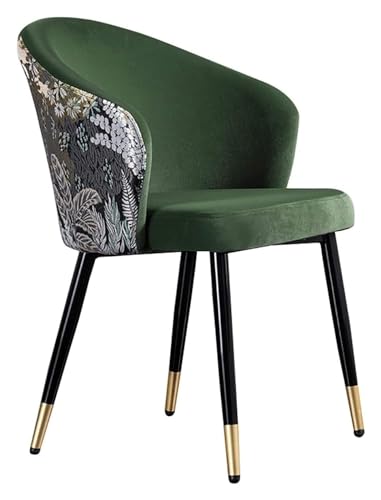 Esszimmerstühle Küche Esszimmerstühle Samt Wohnzimmer Sessel mit schwarzen Stahlbeinen Samtsitz und Rückenlehnen Lounge Chair (Farbe: Armeegrün) von BytheM