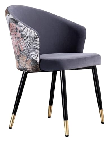Esszimmerstühle Küche Esszimmerstühle Samt Wohnzimmer Sessel mit schwarzen Stahlbeinen Samtsitz und Rückenlehnen Lounge Chair (Farbe: Dunkelgrau) von BytheM