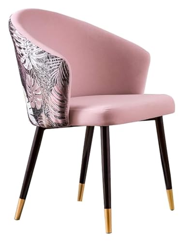 Esszimmerstühle Küche Esszimmerstühle Samt Wohnzimmer Sessel mit schwarzen Stahlbeinen Samtsitz und Rückenlehnen Lounge Chair (Farbe: Hellrosa) von BytheM