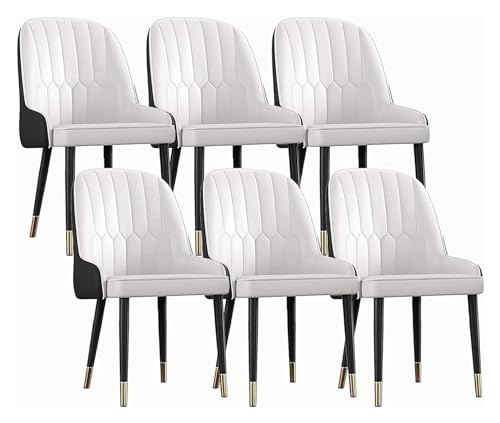 Esszimmerstühle Küche Esszimmerstühle Set von 6 Wohnzimmern Akzentstühlen Kunstleder Stuhl mit bequemem gepolstertem Sitz und Metallbeinen, Restaurantstühle (Farbe: Weiß + Schwarz) von BytheM