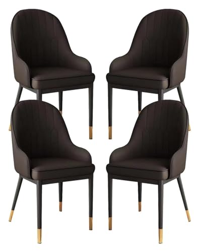 Esszimmerstühle aus PU-Leder, Esszimmerstühle, 4er-Set, Wohnzimmer-Sessel mit schmiedeeisernen Metallbeinen für gewerbliche Restaurants (Farbe: B) von BytheM