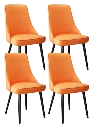 Esszimmerstühle für Küche, Esszimmer, Esszimmerstühle, 4er-Set, Küchenstühle mit wasserdichter, verschleißfester Mikrofaser-Leder-Sitzrückseite, Seitenstühle mit verzinktem Stahlfuß (Farbe: Orange) von BytheM