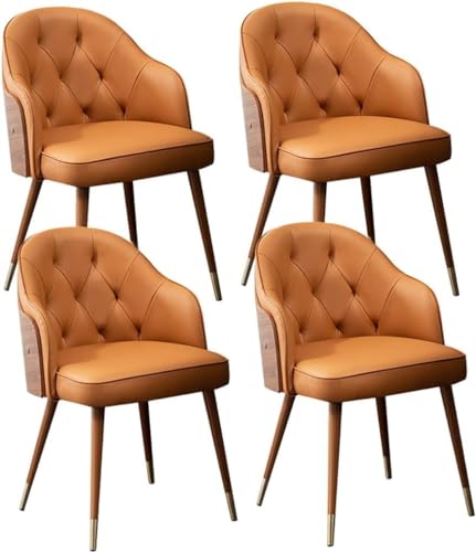 Esszimmerstühle für Küche, Esszimmer, Küche, Esszimmer, 4 Stück, Mikrofaser-Leder, hohe Rückenlehne, gepolstert, weiche Sitzstühle mit Buchenholz-Metallbeinen (Farbe: Orange) von BytheM