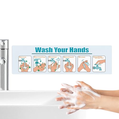 Byuexhp Schild Für Handwaschanleitung,Selbstklebende Handwaschanleitung - Wasserdichte Informative Aufkleber Persönliche Hygiene Aufkleber Für Restaurant Öffentliches WC Küchenspüle Büro | Für Büro von Byuexhp