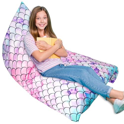 Byzesty Sitzsack-Stuhlbezug, Sitzsack Kinder Kuscheltier Aufbewahrung Stofftier Sitzsack Bezug Sitzsäcke für Kinder Sitzsack Kinderzimmer Kindercouch (Meerjungfrau 1) von Byzesty