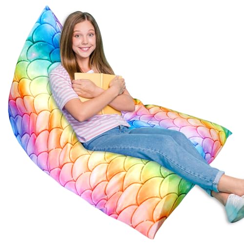 Byzesty Sitzsack-Stuhlbezug, Sitzsack Kinder Kuscheltier Aufbewahrung Stofftier Sitzsack Bezug Sitzsäcke für Kinder Sitzsack Kinderzimmer Kindercouch (Meerjungfrau 2) von Byzesty