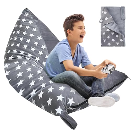 Byzesty Sitzsack-Stuhlbezug, Sitzsack Kinder Kuscheltier Aufbewahrung Stofftier Sitzsack Bezug Sitzsäcke für Kinder Sitzsack Kinderzimmer Kindercouch (Stern) von Byzesty