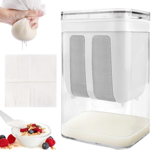 Joghurtsieb Selbstgemachter Griechischer Joghurtfilter Joghurt-Molke-Trenner Joghurtbereiter Joghurt-Frischkäsebereiter Joghurtmaschine mit Netzsiebe, Filtertuch von Byzesty