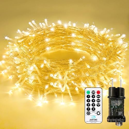 Bzavor 25M 200 LED Lichterkette mit Stecker Timer 8 Modi Merkfunktion IP65 Wasserdicht Lichterkette Outdoor Weihnachtslichterkette Led Außen Lichterkette Strom 25M Lichterkette Innen für Camping Party von Bzavor