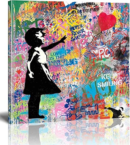 Banksy Bilder Leinwand-Ballon-Mädchen-Straße Graffiti-Kunst-Leinwandbilder sind Druck auf Leinwand-Wand-Kunstdruck-Wohnzimmer-Wand-Dekor 55x55cm/22x22inch von Bzdmly