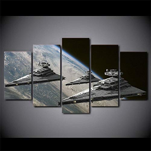 Bzdmly Canvas Picture 5 Pieces Art Print Wall Pictures XXL Wall Decoration Spaceships Modern Wall Art Poster Frame Living Room Decoration Wall Picture von Bzdmly