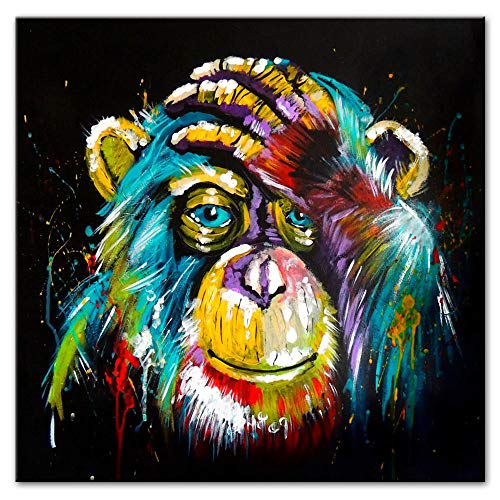 Bzdmly Graffiti Monkey Canvas Painting Animal Print Abstract Pop Wall Art Chimpanzees Pictures for Nursery Home Decor 60 x 60 cm x 1 Piece No Frame von Bzdmly