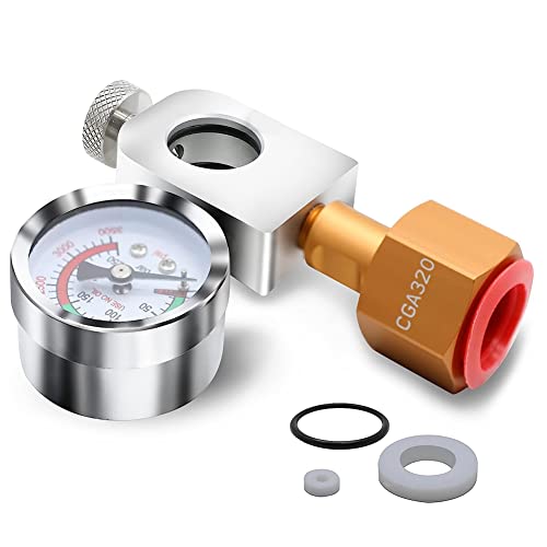 Bzocio Sodawasser-Adapter, Soda-Maschinen-Schnellanschluss Aluminium-CO2-NachfüLladapter mit Ablassventil-Manometer von Bzocio