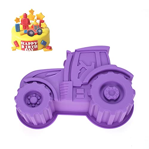 Bztzhm Traktor Backform, Auto Form Silikonform, Antihaft Auto Silikonform, 3D Kuchenform, Silikon Kuchenform, für Kindergeburtstag Kuchen Brot Eis Dessert Schokolade backen - Violett von Bztzhm