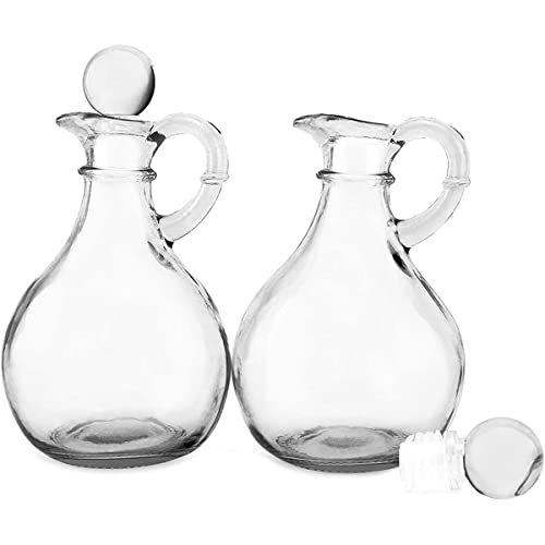 Öl- und Essigflaschen aus Glas (2 Stück) rund Ölspender aus Glas mit Stopper von Bzwyonst