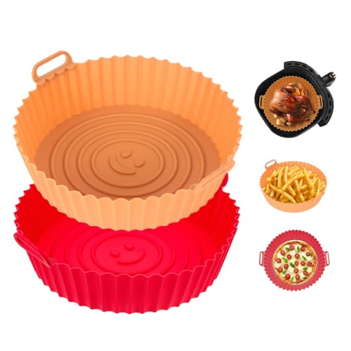 Bzzerumy 2 Stück Silikon Einsatz für Heißluftfritteuse, Wiederverwendbares Air Fryer Zubehör, Antihaft und Spülmaschinenfest, Perfekte Alternative zu Backpapier für Philips Airfryer und Andere Modelle von Bzzerumy